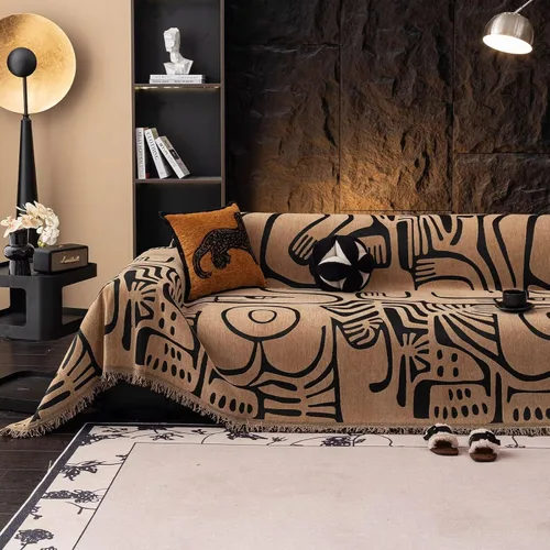 Vista 16 de VClife funda boho de sofá de felpilla para sofá seccional, funda antideslizante para sofá de 2 plazas, protector para mascotas con borlas, funda