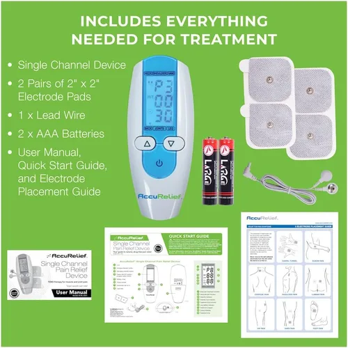 Vista 5 de AccuRelief TENS Unit - Estimulador muscular Sistema de alivio del dolor, estimulador muscular eléctrico con electrodos para cuello, espalda y cuerpo
