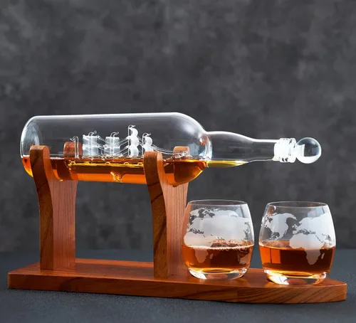 Vista 4 de Jillmo - Juego de decantador de whisky, 33.8 fl oz, con 2 vasos