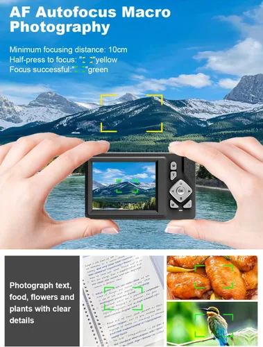 Vista 4 de Cámara digital para niños, adolescentes y principiantes – 48MP FHD 1080P, zoom digital 18X antivibración, LCD de 2.83 pulgadas + tarjeta de 32 GB