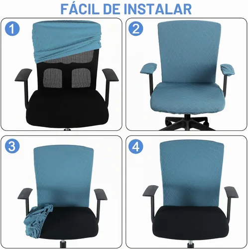 Vista 6 de Tallew Juego de 4 Fundas para Silla de Oficina, Fundas Universales Elásticas para Computadora, Fundas Estiras para Asiento de Silla, Fundas
