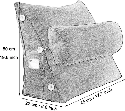 Vista 2 de Cojín de cuña para sofá cama con soporte para el cuello, almohada de apoyo para la espalda, almohadas de lectura para sentarse en la cama