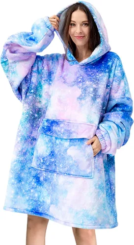 Vista 7 de Fiosnow Sudaderas con capucha de pizza y papas fritas para mujeres y hombres, sudaderas con capucha de tamaño grande para adultos, manta portátil