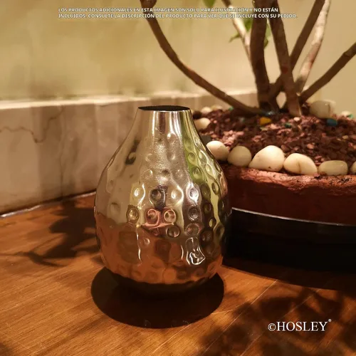 Vista 7 de Hosley Juego de 3 jarrones metálicos con acabado plateado de 4.5 pulgadas, decoración moderna de mesa para sala de estar, mesa auxiliar, comedor y 1
