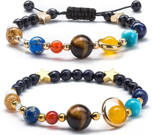Vista 11 de Fesciory Solar System Bracelet for Women, Universe Galaxy Beaded Jewelry Azul 1