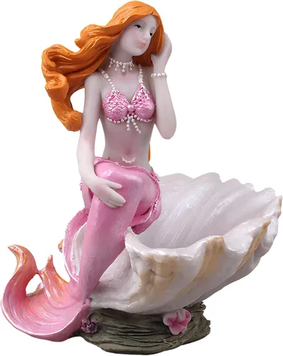 Vista 10 de Figuritas de sirena, adorno de acuario, resina, estilo mediterráneo, sirena, princesa, manualidades, estatua, organizador de almacenamiento de Azul