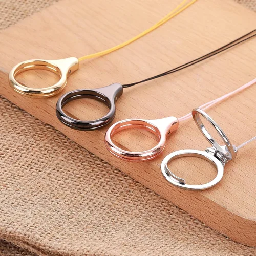 Vista 8 de Cobee Correas de anillo para teléfono celular, 4 soportes para anillos de dedo con soporte y cordón (plata, oro, negro, oro rosa)