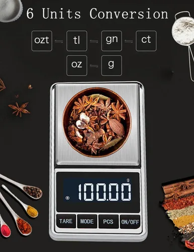 Vista 4 de Báscula digital de precisión de gramos, 7.05 oz x 0.00 oz, mini báscula de bolsillo portátil electrónica para joyería, básculas de tara con apagado
