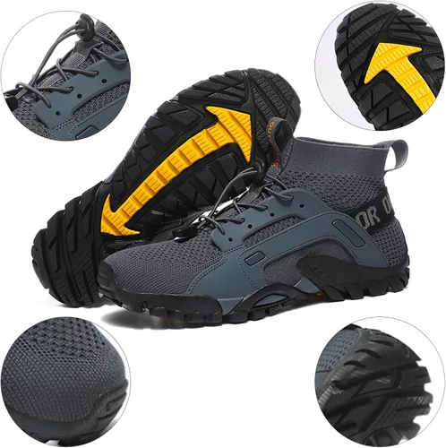 Vista 3 de Lymeral Zapatos acuáticos de senderismo para hombre, tenis deportivos de punto, para pesca, senderismo, antideslizantes, para entrenamiento