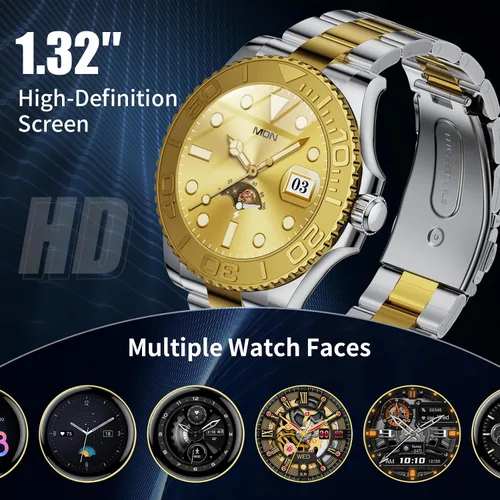 Vista 7 de J-CD Reloj inteligente para hombre, pantalla HD de 1.32 pulgadas, compatible con hacer y recibir llamadas, monitor de sueño, modo deportivo, reloj