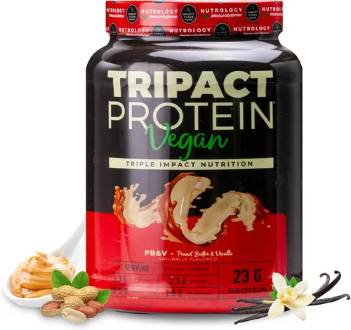 Vista 9 de Nutrology TRIPACT Proteína vegana en polvo – Proteína orgánica de guisantes, arroz y calabaza, BCAA y glutamina, batidos sustitutivos de comidas a