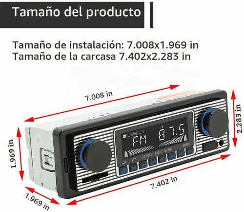 Vista 4 de Radio clásica de coche DIN simple de 7 pulgadas, estéreo de coche Bluetooth, radio FM, receptor de audio para automóvil, control de voz, llamadas