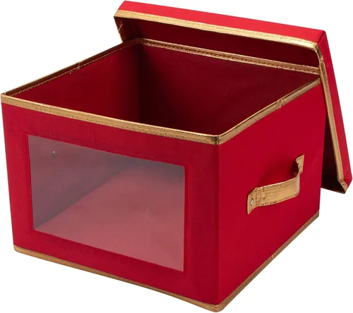 Vista 6 de Simplify Caja de almacenamiento de vajilla para platos navideños 12.2 pulgadas China de Navidad 12 separadores de fieltro Ajuste de vajilla