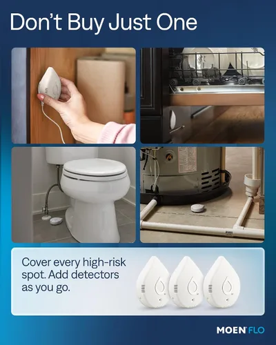 Vista 6 de Moen Flo Detector de fugas de agua inteligente, alarma de sensor de goteo o inundación para el hogar, 1 paquete, blanco, 920-004
