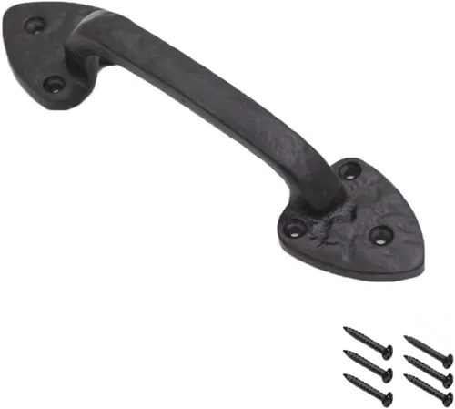 Vista 17 de Tirador Clásico de Puerta – Tirador de Acero Resistente para Portones, Puertas de Granero, Cercas Exteriores, Negro, 7 Pulgadas