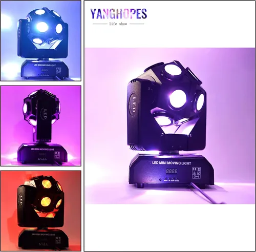 Vista 4 de Luz de Escenario de Cabeza Móvil RGBW 12LED Luces de Haz Giratorio Luces de Iluminación Ascendente de Escenario para Eventos Activada por Sonido
