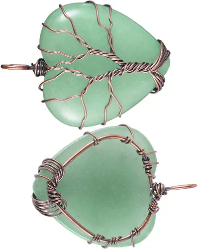 Vista 2 de TUMBEELLUWA Collar con colgante de corazón curativo de cristal natural del árbol de la vida con cuerda de cera Reiki, elegante joyería