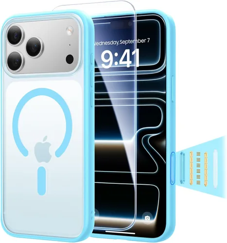 Vista 13 de Funda magnética 3 en 1 a prueba de golpes para iPhone 17 Pro, compatible con MagSafe, protección militar superior, 1 protector de pantalla + 1