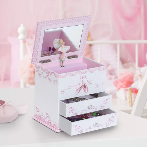 Vista 4 de Mele & Co. - Caja de música con niña bailarina (Diseño de zapatilla de ballet y listón)