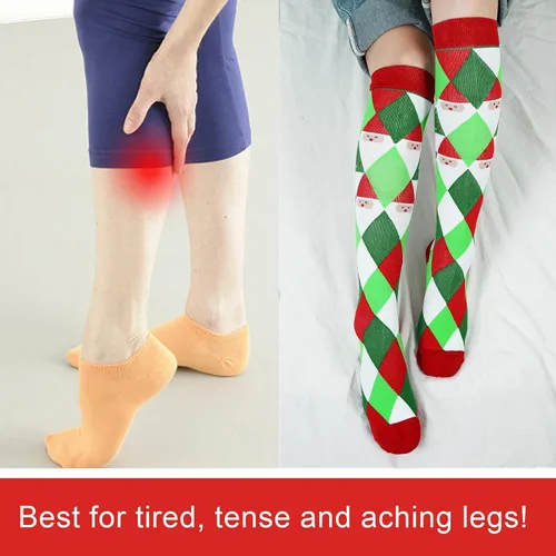 Vista 4 de Junely - Calcetines de compresión para mujer, medias altas hasta la rodilla para correr, enfermeras, apoyo al trabajo, regalos de embarazo, 3 pares