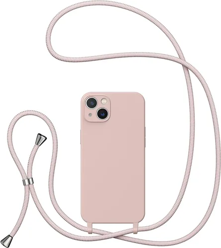 Vista 30 de UEEBAI Funda de teléfono con cordón cruzado para iPhone 14 de 6.1 pulgadas, funda de silicona con correa ajustable para collar, correa suave