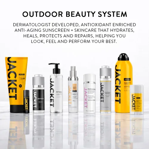Vista 3 de JACKET Protector solar SPF 50+ Protector solar mineral con vitamina C Resistente al agua 80 minutos, natural, seguro para arrecifes Protección