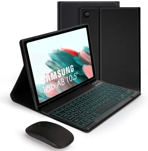 Vista 13 de SOPPY Teclado retroiluminado de 7 colores con mouse para Samsung Galaxy Tab S6 Lite de 10.4 pulgadas 2022/2020 (SM-P610/P613/P615/P619), funda