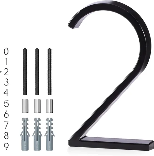 Vista 22 de Números de casa de 5 pulgadas para exterior, dirección de metal número 8, diseño moderno, acabado con recubrimiento en polvo negro resistente a