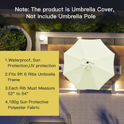 Vista 4 de Sombrilla de repuesto Sunnyglade de 9 pies para patio, toldo de mercado para exteriores con 8 varillas