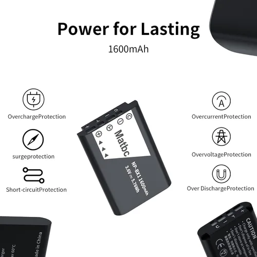 Vista 5 de Repuesto de 1600 mAh para batería Sony NP-BX1, paquete de 2 y cargador de batería Sony de 3 canales compatible con Sony NP-BX1/M8, ZV-1, ZV-1 II