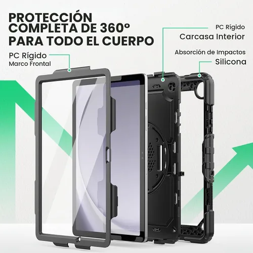 Vista 5 de SEYMAC Funda para Samsung Galaxy Tab A9+/ A9 Plus Funda de 11 pulgadas 2023 (SM-X210/X216/X218), de servicio pesado resistente a prueba de golpes