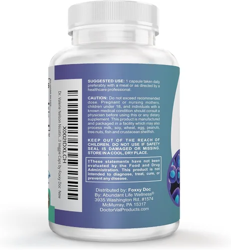 Vista 3 de Nicotinamida 500 mg – Vitamina B3 – Energía; Salud de las células y la piel. Valor a un precio – Sin enjuague – 120 cápsulas vegetales por Foxxy Doc