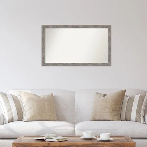 Vista 126 de Amanti Art Silver Bathroom Mirror for Over Sink, 26x35 Custom Made Marred Pewter Rectangle Vanity Mirror, Large Casual Wood Frame, Hangs Horizonally