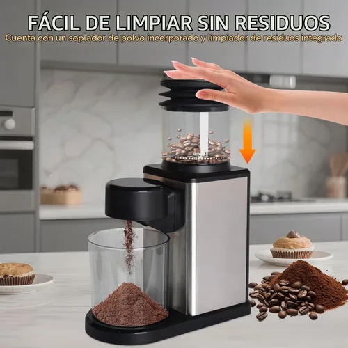 Vista 3 de Molinillo de café eléctrico para el hogar y la oficina: molinillo de café inteligente con 25 ajustes de molienda de precisión y tolva de grano