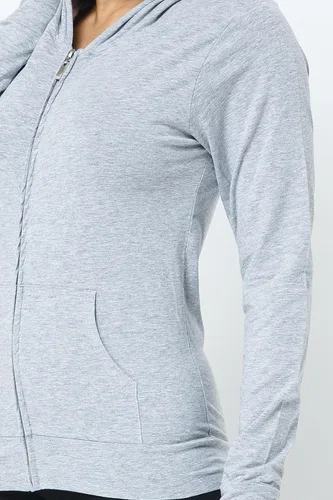Vista 5 de Chaqueta con capucha para mujer, ajustada, ligera, con capucha, casual, con cremallera, manga larga, para entrenamiento
