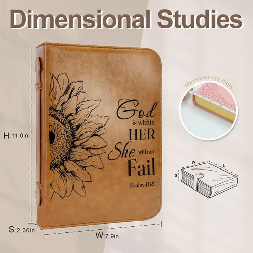 Vista 4 de GUEER Funda para Biblia para hombres, Portabiblia, Funda para Biblia Bolsa Organizadora de Transporte, con Cremallera y Bolsillos para Biblia