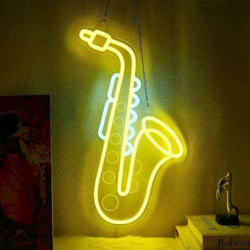 Vista 12 de CoolGift Mart Letrero de neón de guitarra bajo, luz LED regulable de guitarra bajo para decoración de habitación con alimentación USB, decoraciones