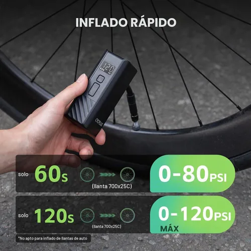 Vista 4 de CYCPLUS Bomba eléctrica para bicicleta, A3Mini, 120 PSI, motor sin