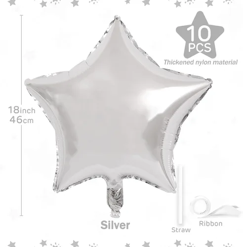 Vista 12 de Globos de estrella beige de 18 pulgadas, 10 globos de Mylar de forma estrella beige con revestimiento metálico de helio para decoraciones de fiesta