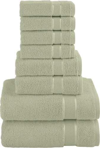Vista 14 de Elegant Comfort Juego de 8 toallas de algodón de alta calidad, incluye 4 toallas pequeñas, 2 toallas de mano y 2 toallas de baño, 100% algodón
