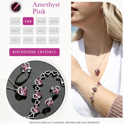 Vista 4 de Leafael - Collares para mujer, dije de corazón de amor infinito con cristales de piedra natal, cadena chapada en plata de 18 + 2 pulgadas, regalo