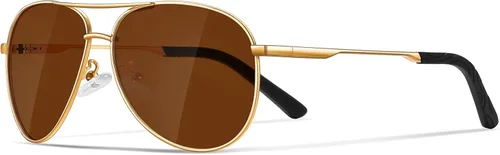 Vista 18 de Gafas de sol polarizadas aviador para hombre y mujer Marco A1-Negro Lente Gris