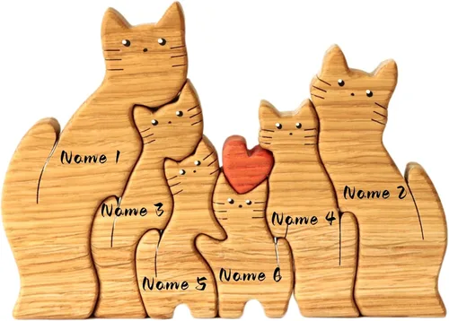 Vista 11 de Figura familiar de animales de madera personalizada con 1-8 nombres, bloques de nombres personalizados de animales para abrazar, regalos de recuerdo