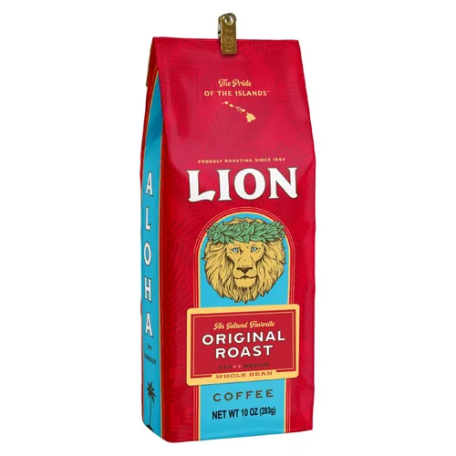 Vista 6 de LION Coffee, Café de 24 quilates, grano entero, bolsa de 7 onzas