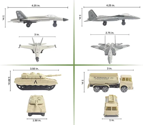 Vista 7 de Daron Boeing - Juego militar de 12 piezas con avión modelo de metal fundido a presión con piezas de plástico, vehículos y accesorios militares