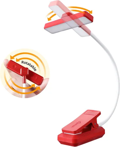 Vista 9 de VAVOFO Luz de Libro Recargable Giratoria: 24 LEDs Luz de Lectura, 3 Colores y 9 Niveles de Brillo Lámpara de Libro, Cuidado de Ojos 120 Horas