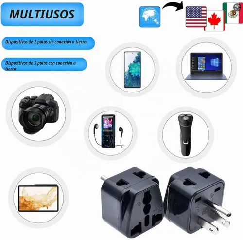 Vista 3 de Adaptador de enchufe de viaje (tipo B), adaptador de viaje universal Vsanstar 2 en uno para EE. UU., Japón, Canadá, Filipinas, paquete de 3