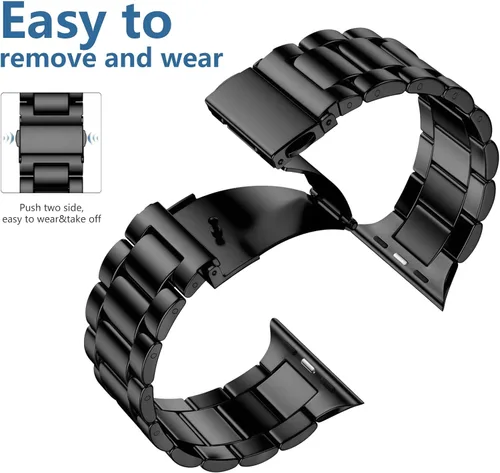 Vista 4 de Lerobo Compatible con Apple Watch Band de 1.732 in 1.654 in 1.575 in 1.496 in 1.614 in 1.772 in 150.9 ft 1.929 in, correa de metal de acero