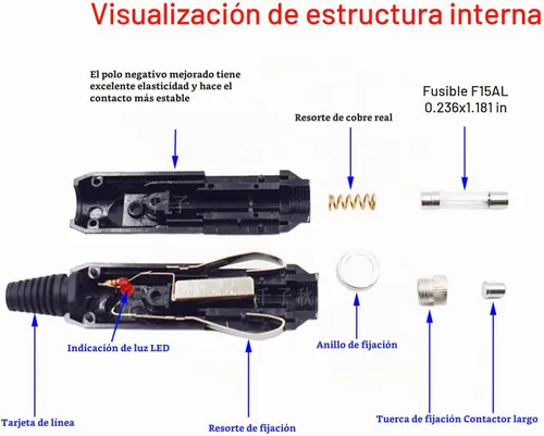Vista 7 de 15A Enchufe de Encendedor de Cigarrillos de Coche Cable de Extensión de 1m/3.3ft 14AWG Adaptador de Cargador de Batería Conector de 45A Compatible
