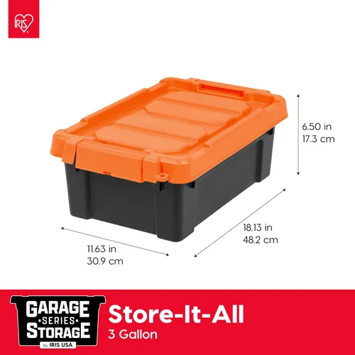 Vista 2 de IRIS USA - Contenedores de almacenamiento con tapa de 3 galones con candado, paquete de 5 - Fabricados en EE. UU., contenedores resistentes